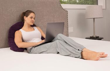 Підголовник Deluxe Comfort з мікровелветовим покриттям чорного кольору – найкращий подушковий релакс для читання в ліжку, фіолетовий, 38 x 20 x 66 см