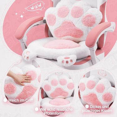 Ігровий крісло Dowinx з підніжкою, комфортний геймерський крісло для ПК, рожево-білий, для дорослих