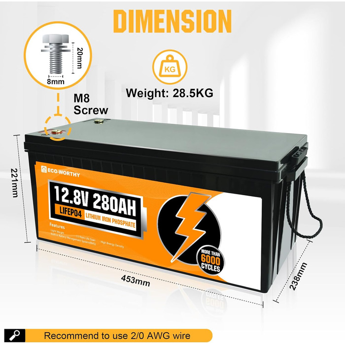 Акумуляторна батарея LiFePO4 12V 280Ah з BMS і 6000 циклами, літієва батарея 3584 Втгод 12 В для автофургону, комплект сонячних панелей, повний комплект сонячної системи (4 упаковки LiFePO4 12V 280Ah)