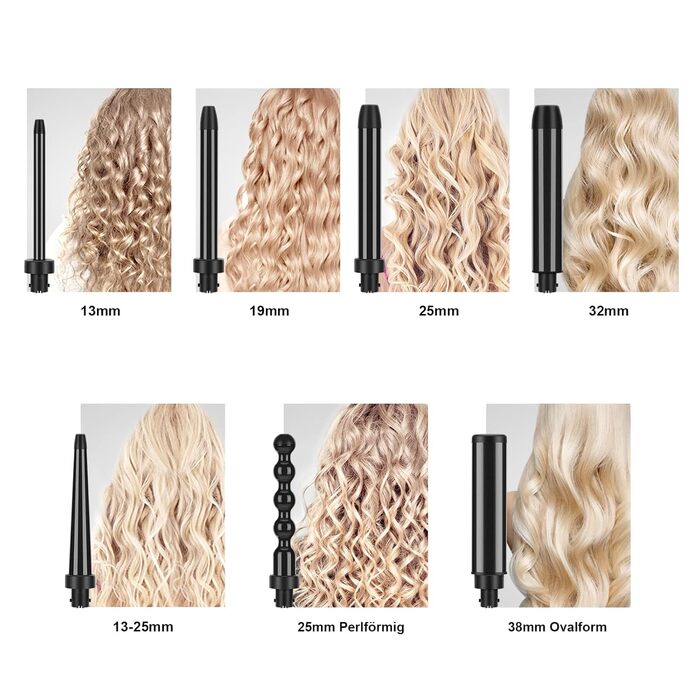 Професійний локон-інструмент Parwin Pro Beauty Lockenstab 7-в-1 з керамічним покриттям, LCD-дисплей, 100-230°C