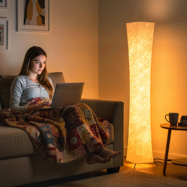 Настільна лампа з паперовим абажуром, вимикач на підставці, 3 режими яскравості, білий