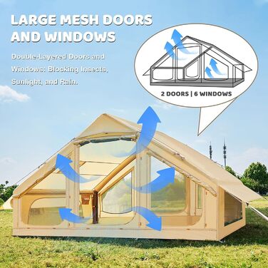 Надувний намет для кемпінгу Oxford 4-6 осіб, водонепроникний, Air Glamping - швидкозбірний намет для відпочинку на природі