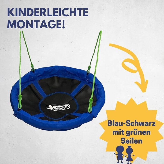 Гніздова гойдалка для саду Best Sporting - діаметр 60, 80, 90, 100 або 110 см, до 150 кг, регульована висота 105-180 см, для дітей