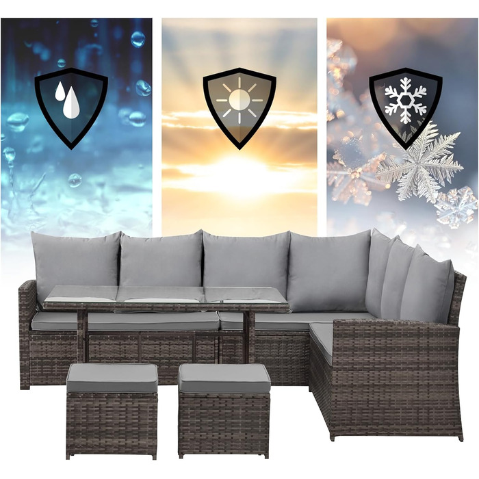 Кутовий диван садовий плетений SVITA Monroe коричневий для тераси та саду з поліротангу