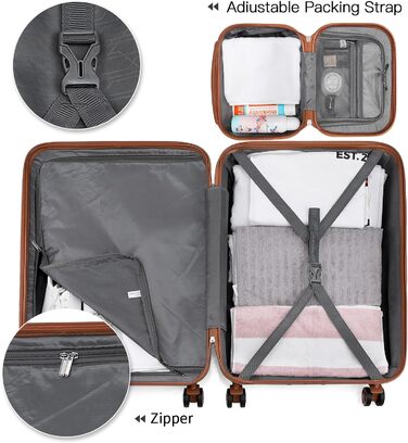 Набір з 2 валіз ABS з твердим корпусом на візку TSA з замком 55 см (сірий/коричневий)