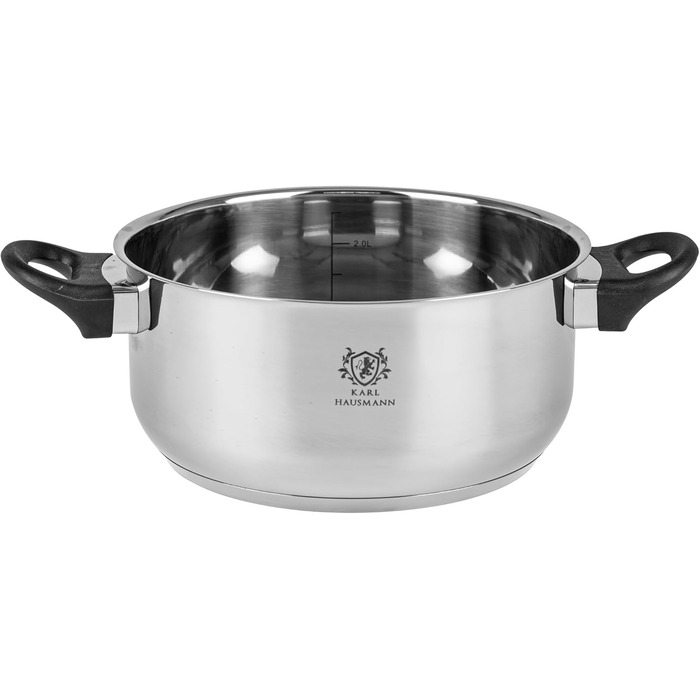 Набір каструль з нержавіючої сталі Induktion 3-х частинний - для всіх типів плит - з кришкою з термостійкого скла - з мірною шкалою