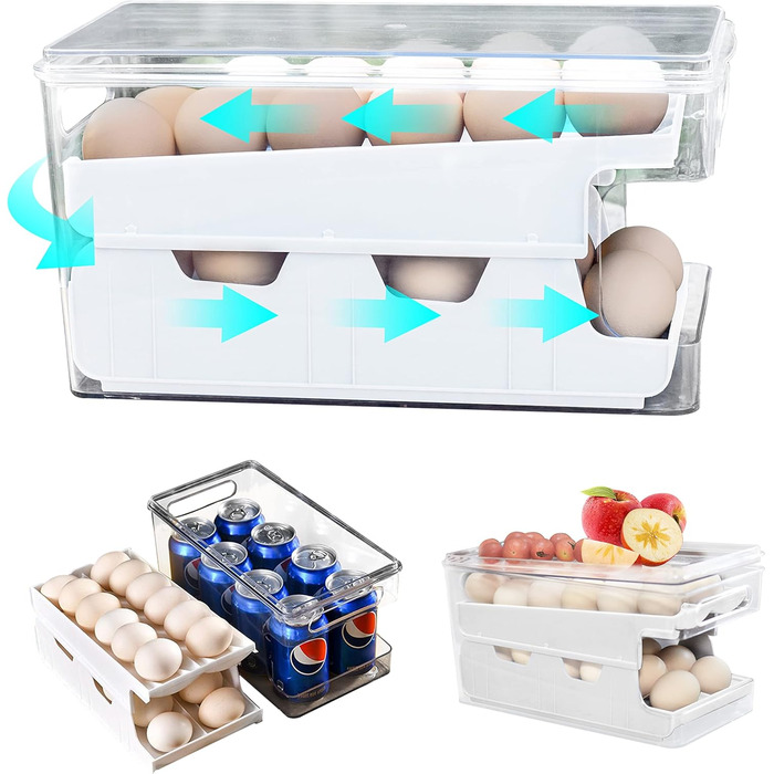 Організатор для яєць Virmate - 24 ячейки, зелений, для холодильника, з кришкою