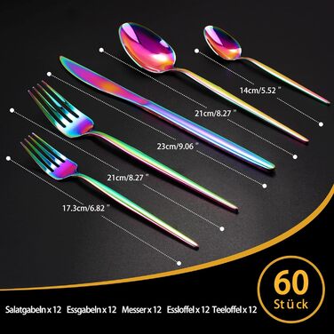 Набір столових приборів на 6 осіб, Targzier, 30 предметів, нержавіюча сталь, кольоровий, для кухні/готелю/ресторану, преміум-якість, придатний для миття в посудомийній машині