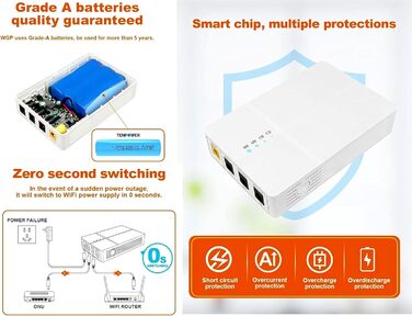 Mini USV 27W для роутера з акумулятором 7800mAh, Li-Ion, резервне живлення, 9V/12V DC, WiFi, Modem, камера