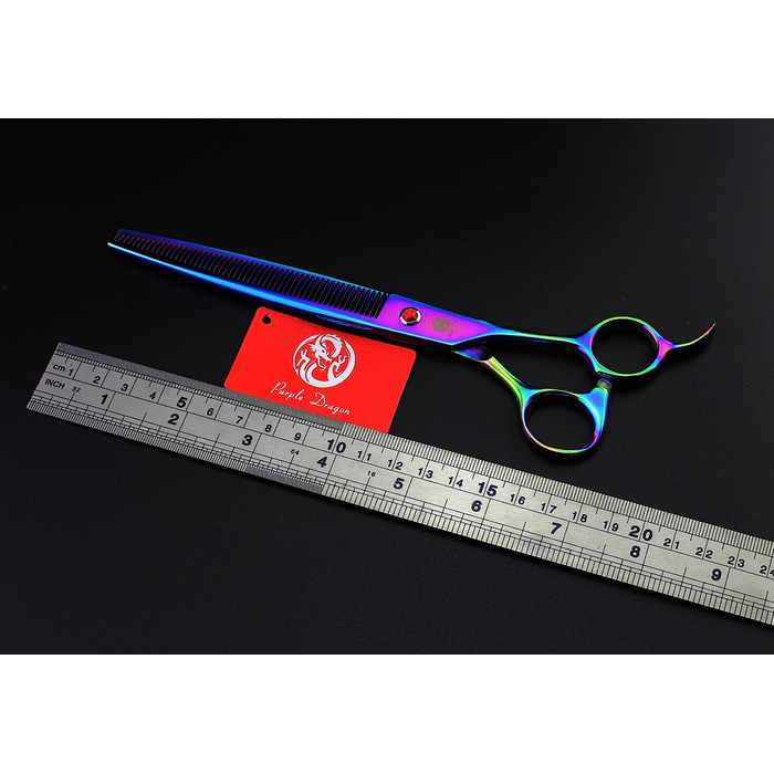Професійні ножиці для догляду за домашніми тваринами Purple Dragon 8,0 дюймів, прямі ножиці для собак, ножиці для проріджування / змішування і вигнуті ножиці з кишенею (різнокольорові)