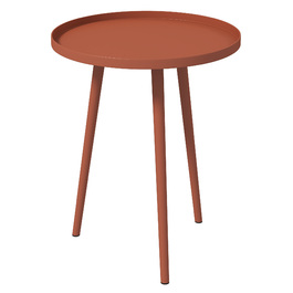 Outsunny Side Table Garden, Атмосферостійкий садовий стіл з піднятим краєм, Сталевий балконний стіл, Круглий журнальний столик 20 кг з навантаженням, Ø40x50H см, Диванний столик для відкритого внутрішнього балкона Тераса Red
