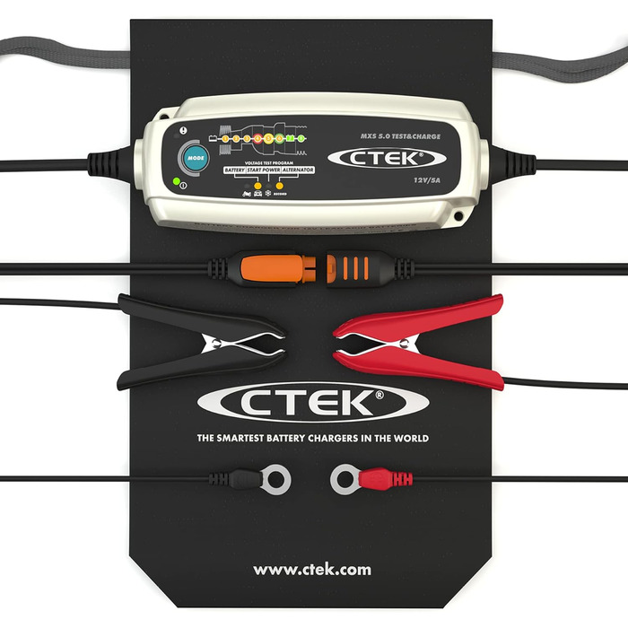 Зарядний пристрій CTEK MXS 5.0 Test & Charge 12V, догляд за батареєю, десульфатація, відновлення