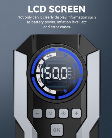 Портативний пусковий пристрій Starthilfe Powerbank з компресором 150PSI, 12V, для автомобілів (бензин/дизель до 12L), LED-ліхтарик, 6000A