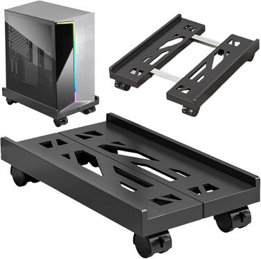 Підставка для комп'ютера SPORWAY: регульована платформа для системного блоку з 4 колесами, чорна