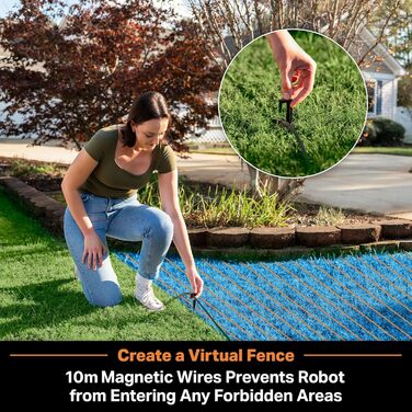 Газонокосарка-робот LawnMaster VBRM18AMIDR без обмежувального дроту для газонів до 500 м², акумулятор 2Ah, оптична навігація, уникнення перешкод, автоматична зарядна станція, функція заборонених зон, WiFi і Bluetooth керування через додаток
