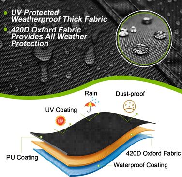 Чохол для парасольки GEMITTO, водонепроникний, для парасольки типу 'ампель', 280x30x81/46 см, захист від сонця та вітру, підходить для парасольок від 2 до 4 м