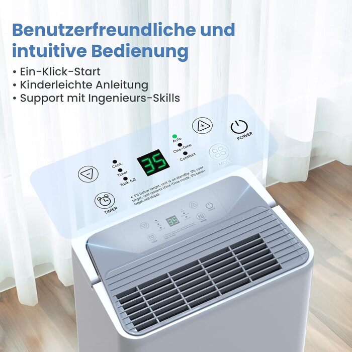 Електричний осушувач повітря Newentor 12L для підвалу, 35dB, з гофрованим шлангом 1м, для приміщень до 25м², 10 років гарантії, фільтр, таймер, 12л/день