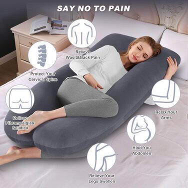 Вагітний подушковий, U-подібний, повноекранний, подушка для годування, подушка підтримки, подушка для вагітних, знімний чохол, 140x70 см (Ліловий, Велюр)