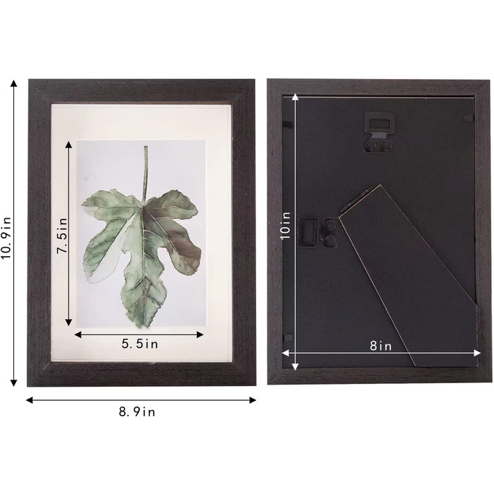 Рамка для фотографій квадратна дерев'яна 20x20 см 2-пакувальна коробка для тіней фоторамки виготовлені з масиву дерева і справжнього скла глибиною 1,5 см (чорний, 20,3 x 25,4 см), 3D