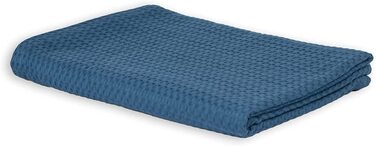 Оригінальне покривало LANGDHUU, позачасове вафельне піке / см / / 100 органічна бавовна / літня ковдра / Ковдра для дивана Бавовняна ковдра / покривало для ліжка (темно-синій, 150x220)