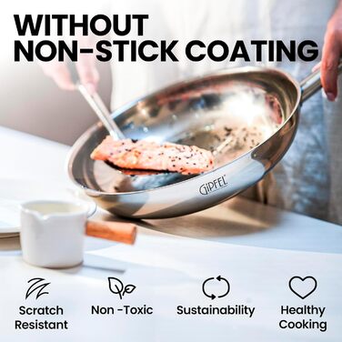 Набір сковорідок GIPFEL INTERNATIONAL з нержавіючої сталі, 3 шт. (20.3 см, 25.4 см, 30.5 см) - для індукційних та газових плит