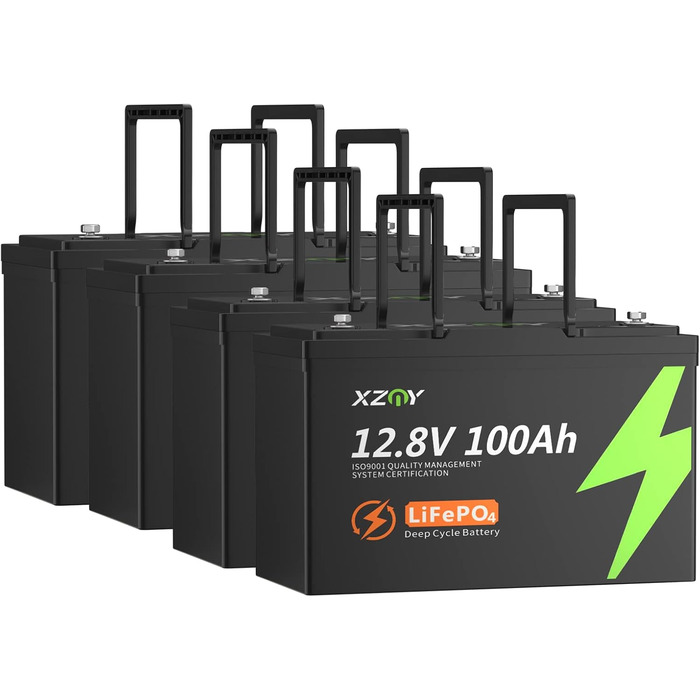 Літієва батарея XZNY 12V 100Ah Mini LiFePO4 зі 100A BMS для автофургонів, сонячних батарей та автономної мережі (4 упаковки)