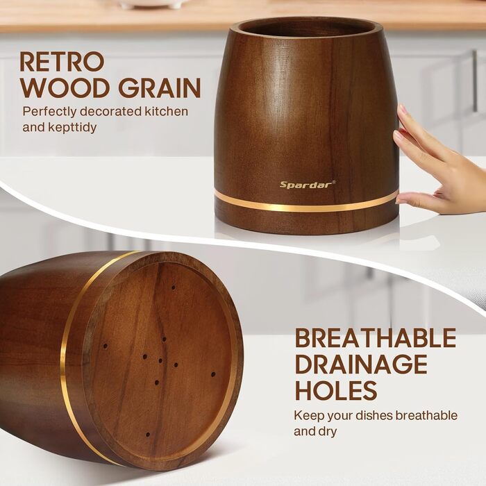 Набір кухонного приладдя Spardar з дерева, 12 шт: ложки, шумовки, підставка, рукавиці. Ідеально для декору та як подарунок