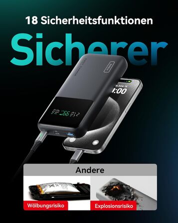 Power Bank INIU 27000mAh 140W: зарядний пристрій для телефону та ноутбука, сумісний з MacBook Pro, Steam Deck, iPhone (17, 16, 15, 14, 13, 12 Pro), Samsung S23, iPad та ін. Чорний