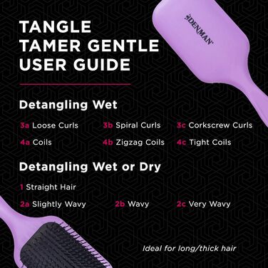 Щітка-гребінець Denman Tangle Tamper (фіолетова) - для кучерявого та натурального волосся, мокрого та сухого, D90L