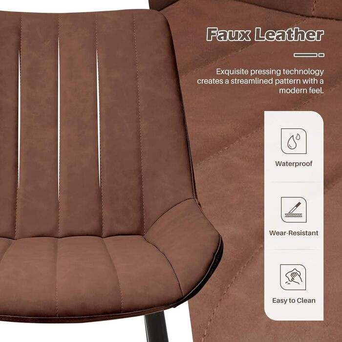 Тумба/стілець TUKAILAI для обідньої кімнати, 2 шт., штучна шкіра, коричневий, до 150 кг, для кухні та вітальні