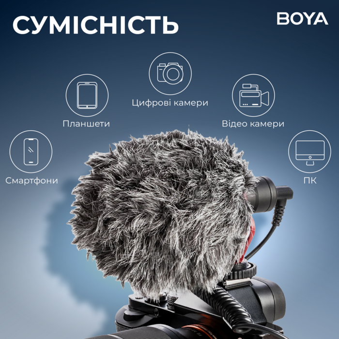 Універсальний мікрофон для камери BOYA BY-MM1+