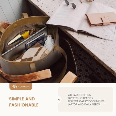 Сумка жіноча LOVEVOOK з натуральної шкіри, велика містка, на плече, тоут, для роботи та повсякденного використання, коричнева