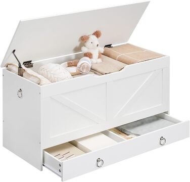 HOOBRO Лавка-сховище з ящиком, дитяча іграшкова скриня, біла, 100 см
