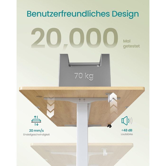 SONGMICS Стол письменний з регулюванням висоти, електричний, з пам'яттю 4 положень, vintage brown-matte black, LSD026X01