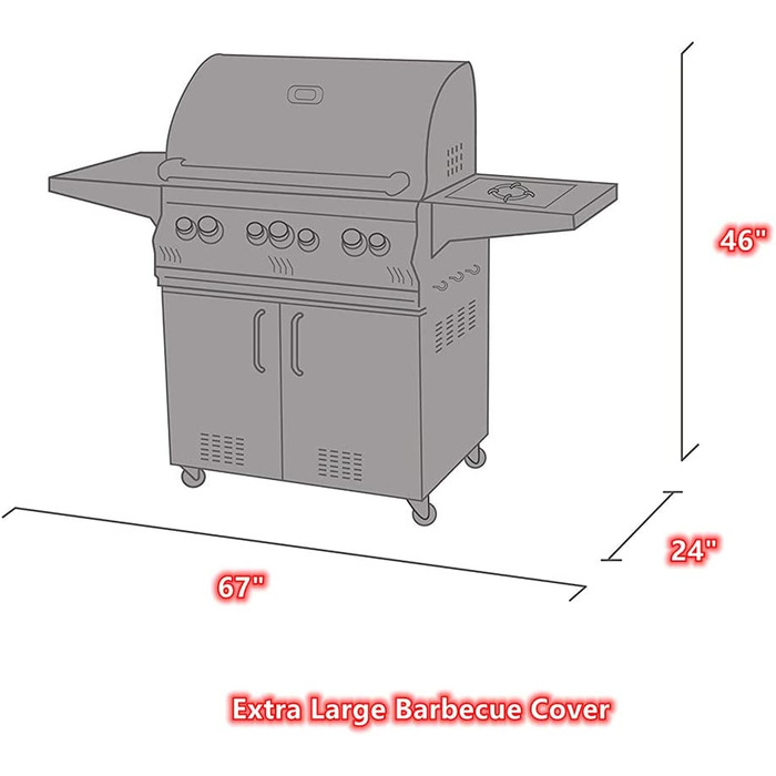 Кришка для гриля водонепроникна, кришка для гриля ABEUTY для барбекю, атмосферостійка Оксфордська тканина для саду на відкритому повітрі для Char-Broil Weber Brinkmann і т. д. Аксесуари газовий гриль кришка кришка кришка захисний чохол (X-Large)