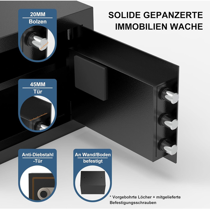 Сейф Diyife 16L з цифровим замком, сигналізацією та підсвіткою. Меблевий сейф з висувною полицею, з міцної сталі SPCC, 35x25x25 см, 2 ключі. Для дому, офісу, готелю.