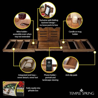 Підставка для ванни Temple Spring з акціїї (складні, дерев'яні) - аксесуари для ванної кімнати