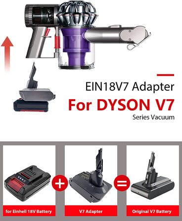 Адаптер акумулятора Dyson V6, літієвий 18 В, для пилососа Dyson V6/DC58-62 (лише адаптер, EIN18V7 Einhell)