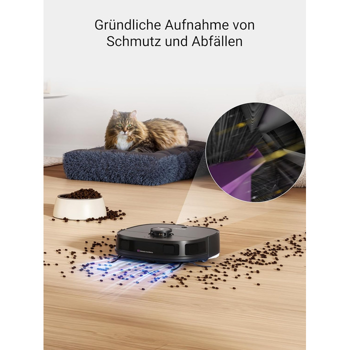 Робот-пилосос EUREKA J12 Ultra з функцією миття підлоги (самостійне очищення, миття та сушка), потужність всмоктування 5000Pa, обертова функція миття, Dual-LiDAR навігація, 3D уникнення перешкод, білий (чорний)