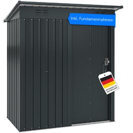 Сарай садовий металевий STEELSØN Talonix 184x85x149 см, антрацит – для інструментів, з односхилим дахом, оцинкований каркас