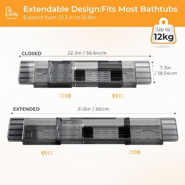 Підставка для ванни чорна, висувна, з полицею для книг, водонепроникна, аксесуари для ванної кімнати