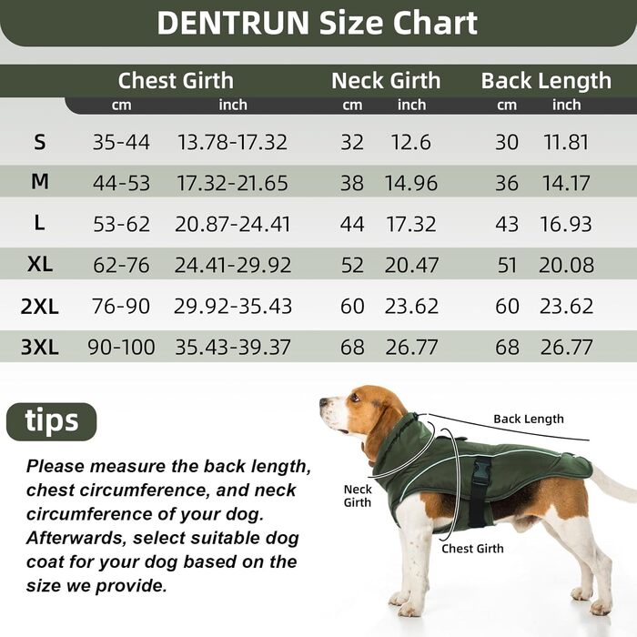 Водонепроникна зимова шерсть DENTRUN для великих собак, з флісом, захистом живота (червона, 3XL, велика, армійська зелена)