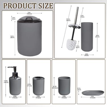 Набір аксесуарів для ванної кімнати CERBIOR, 6 шт. (Морська блакить/Королівська блакить/Сірий): мильниця, тримач для зубних щіток, стакан для зубних щіток, мильниця