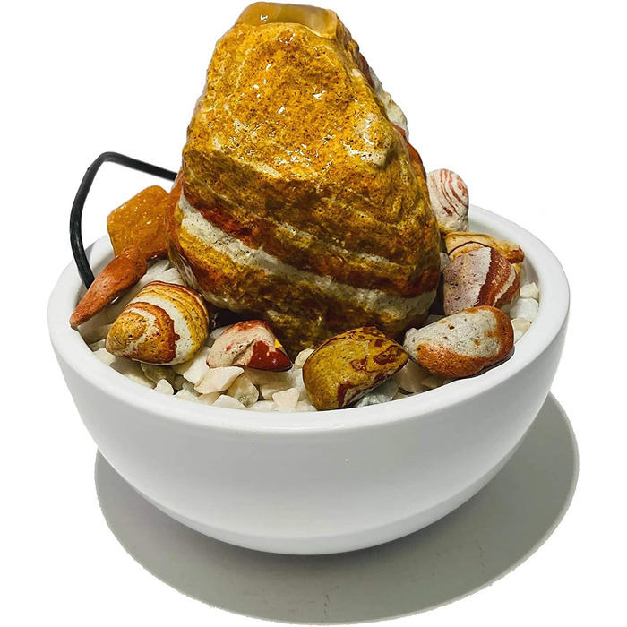 Фонтанчик для дому Zimmerbrunnen RS-01, справжній райдужний пісковик, маленький настільний фонтан (білий)