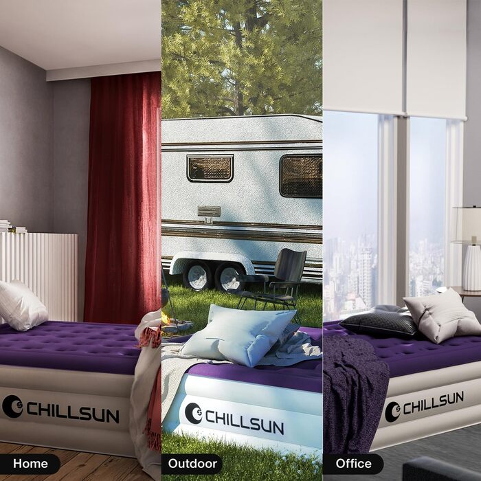 Надувний матрац CHILLSUN 190x100x40 см з вбудованим насосом - для дому, гостей та кемпінгу