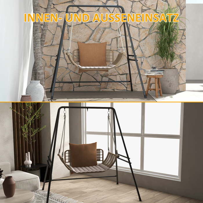 Каркас крісла-гамака Outsunny 178 x 143 x 180 см, з навантаженням до 150 кг, міцна підставка для підвісних крісел, ідеально підходить для внутрішнього та зовнішнього використання, чорний