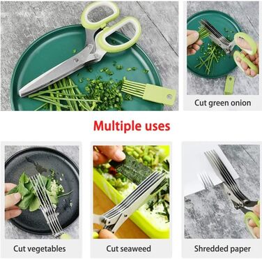 Кухонні ножиці з нержавіючої сталі з 3 частин з інструментом для зачистки, захисною кришкою, гребінцем для чищення та 5 лезами