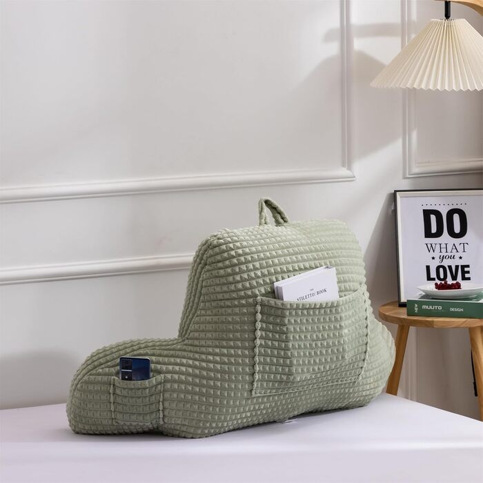 Лезковий крісло-мішок Holawakaka з підлокітниками та спинкою для читання та відпочинку, великий, зелений