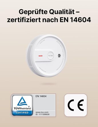 X-Sense Розумний димовий датчик з Wi-Fi, EN 14604, нічний режим, 10 років служби, змінна батарея, керування через додаток, XS0E-iR, білий