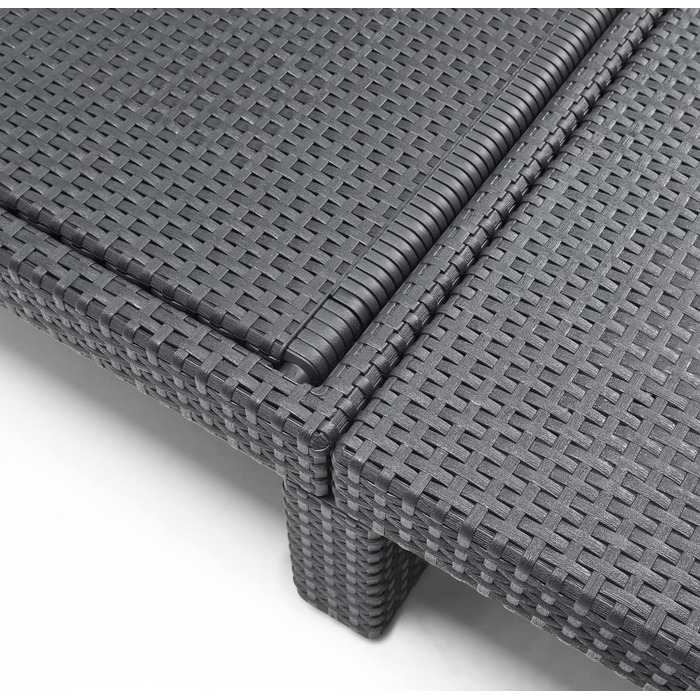 Шезлонг Daytona Deluxe Allibert Keter для саду, тераси та балкону, сірий, з регульованою спинкою, з подушкою, пластиковий, імітація ротангу, 195x65x25,5 см